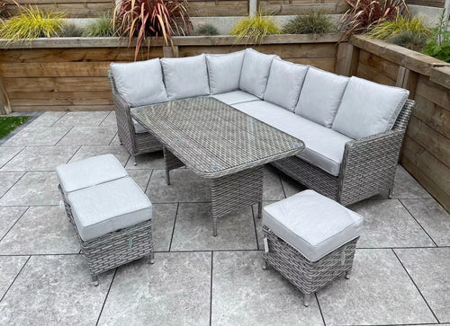 Edwina Rattan Outdoor Corner Sofa Dining Set Oatmeal House of Fleur