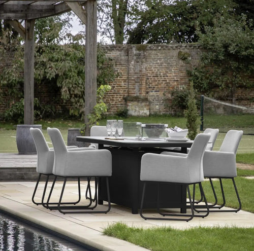 Elba Dining Set with Fire Pit Table House of Fleur