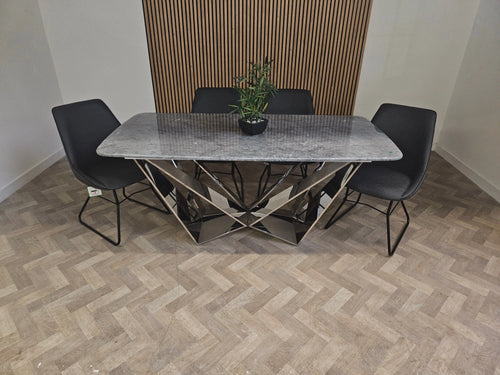 Ex Display 1.8 Tayo Dining Table with 4 Grey Leather Chairs House of Fleur