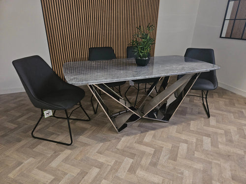 Ex Display 1.8 Tayo Dining Table with 4 Grey Leather Chairs House of Fleur