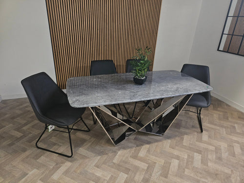 Ex Display 1.8 Tayo Dining Table with 4 Grey Leather Chairs House of Fleur