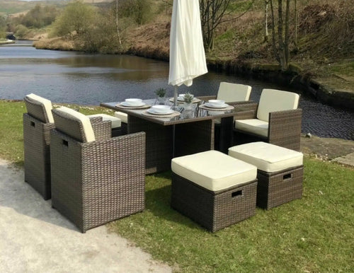 Ex Display Boston Rattan Cube 8 Seat Outdoor Dining Set House of Fleur