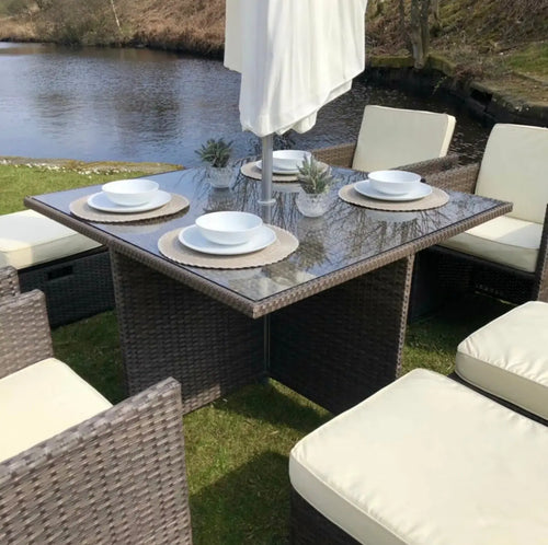 Ex Display Boston Rattan Cube 8 Seat Outdoor Dining Set House of Fleur