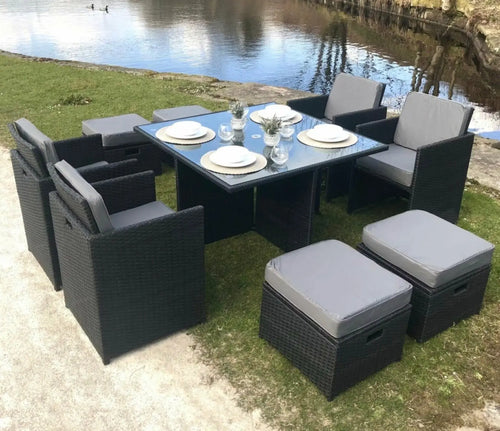 Ex Display Boston Rattan Cube 8 Seat Outdoor Dining Set House of Fleur