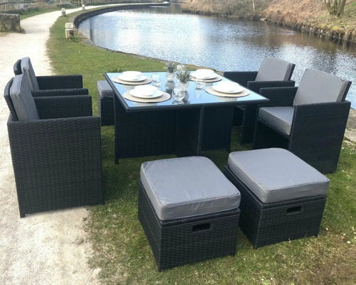 Ex Display Boston Rattan Cube 8 Seat Outdoor Dining Set House of Fleur