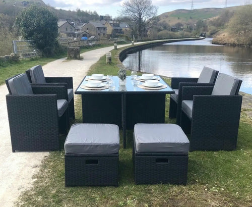 Ex Display Boston Rattan Cube 8 Seat Outdoor Dining Set House of Fleur