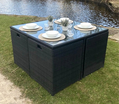 Ex Display Boston Rattan Cube 8 Seat Outdoor Dining Set House of Fleur