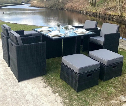 Ex Display Boston Rattan Cube 8 Seat Outdoor Dining Set House of Fleur