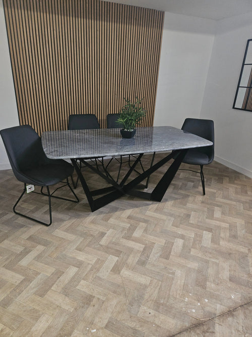 Ex Display Lanya 1.8 Dining Table With 4 Grey Leather Chairs House of Fleur