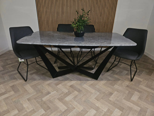 Ex Display Lanya 1.8 Dining Table With 4 Grey Leather Chairs House of Fleur