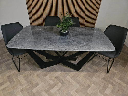 Ex Display Lanya 1.8 Dining Table With 4 Grey Leather Chairs House of Fleur