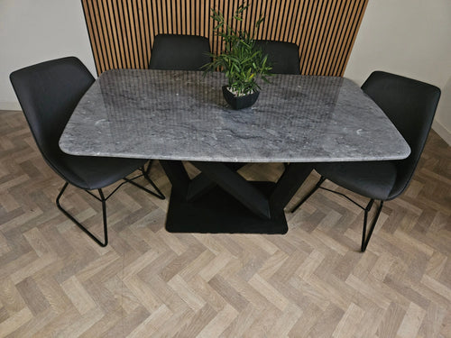 Ex Display Lavaro Dining Table with 4 Grey Leather Etta Chairs House of Fleur