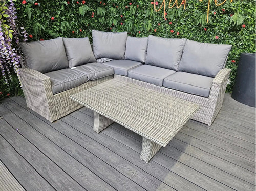 Ex Display Rio Casual Rattan Corner Sofa Set in Light Grey House of Fleur