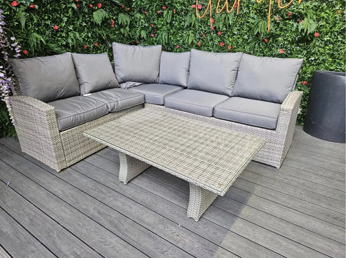 Ex Display Rio Casual Rattan Corner Sofa Set in Light Grey House of Fleur