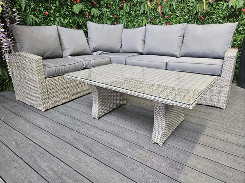 Ex Display Rio Casual Rattan Corner Sofa Set in Light Grey House of Fleur