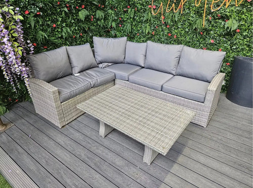 Ex Display Rio Casual Rattan Corner Sofa Set in Light Grey House of Fleur