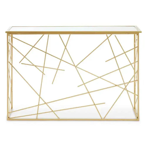 FARRAN GOLD FINISH CONSOLE TABLE WITH MIRROR TOP House of Fleur