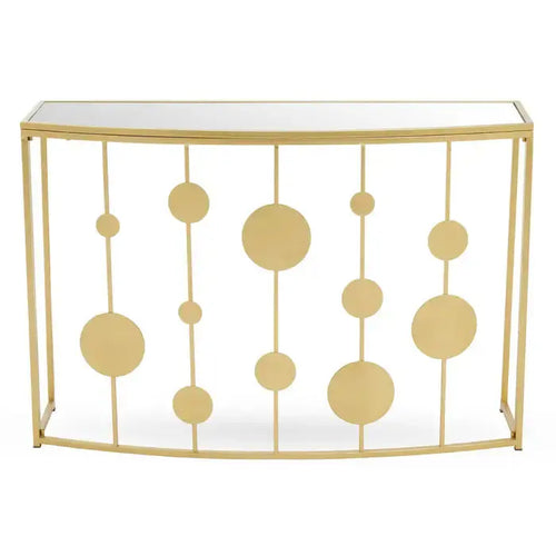 FARRAN GOLD FINISH ROUND CONSOLE TABLE House of Fleur