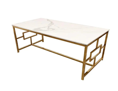 Geo Gold Coffee Table with Polar White Sintered Top House of Fleur