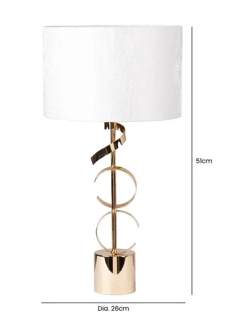 Gold Metal Swirl Table Lamp with White Cotton Shade Gold Inside House of Fleur