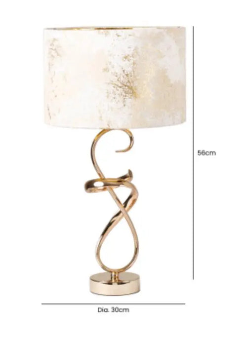 Gold Swirl Metal Table Lamp 2T Ivory Linen Shade Gold inside House of Fleur