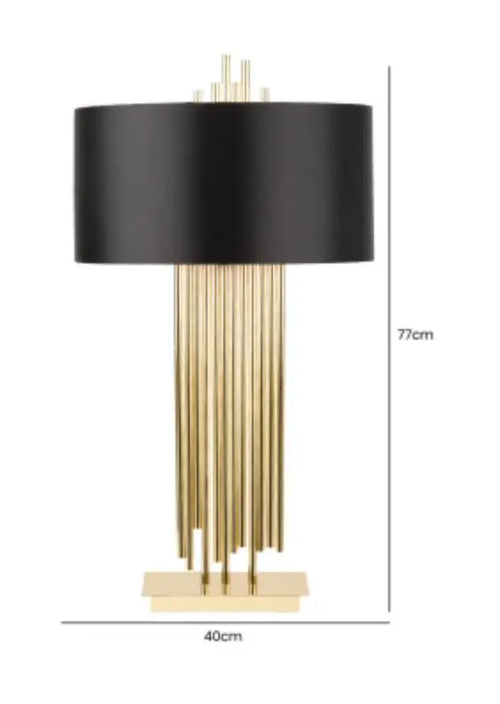 Gold Table Lamp With Black Faux Silk Shade House of Fleur