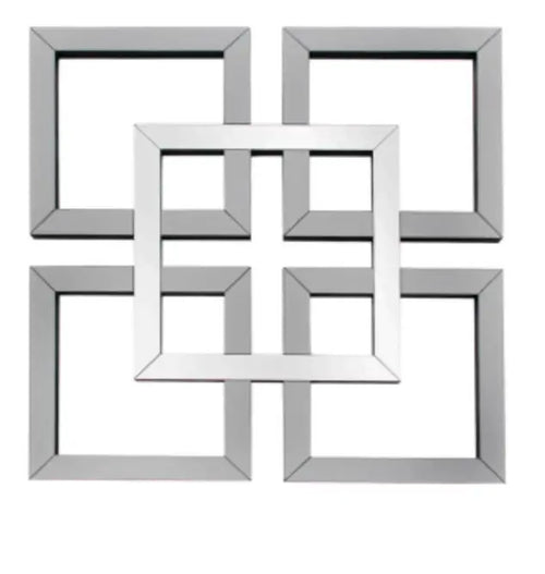 Grey Manhattan Geo Mirror Wall Art 90 x 90 House of Fleur