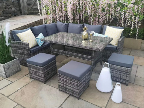 Harper Rattan Outdoor Corner Sofa Set with Dining Table House of Fleur