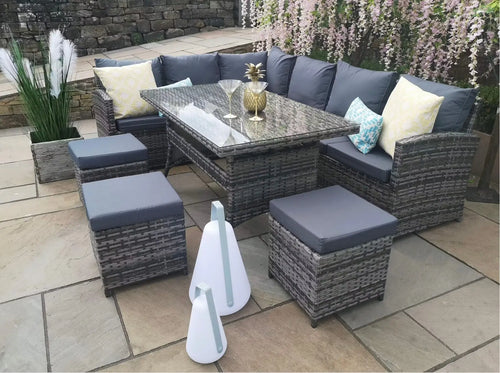 Harper Rattan Outdoor Corner Sofa Set with Dining Table House of Fleur