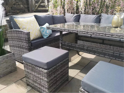 Harper Rattan Outdoor Corner Sofa Set with Dining Table House of Fleur