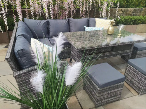 Harper Rattan Outdoor Corner Sofa Set with Dining Table House of Fleur