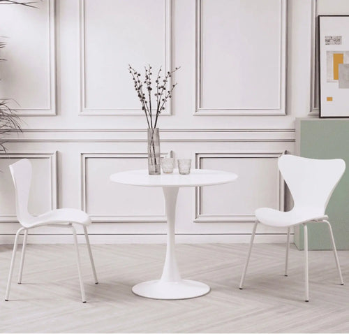 Heyden White Round MDF Dining Table -80cm House of Fleur