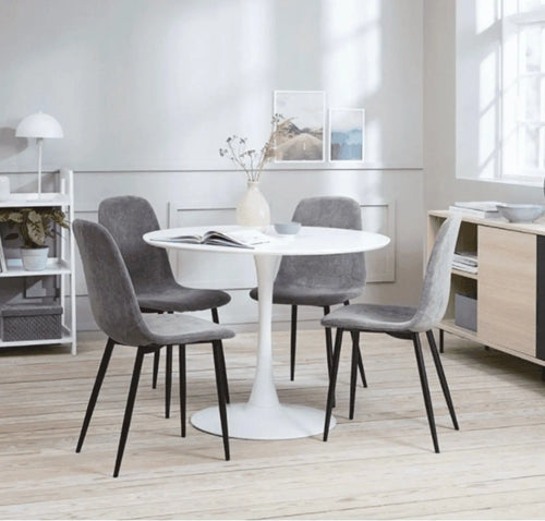 Heyden White Round MDF Dining Table -80cm House of Fleur