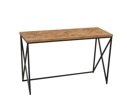 Kickford Console Table With Natural Parquet Top House of Fleur