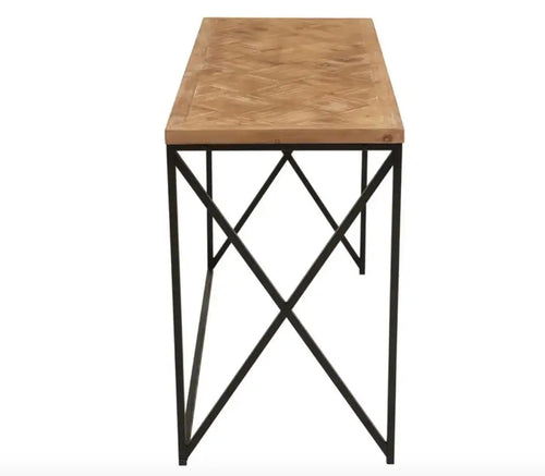 Kickford Console Table With Natural Parquet Top House of Fleur