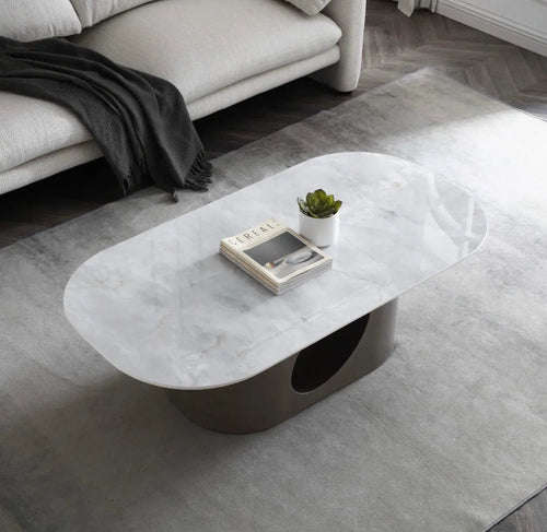 Liana Rounded Rectangular Sintered Stone Coffee Table House of Fleur