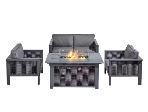 Liberty Rattan Aluminium Sofa Set with Fire Pit Table House of Fleur