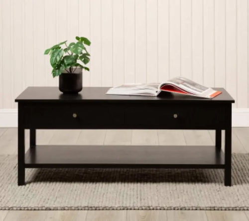 Lindon Black 2 Drawer Coffee Table House of Fleur