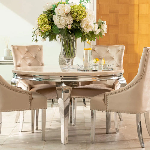 Louis 1.3 Round with 4 Annabelle Chairs Champagne House of Fleur