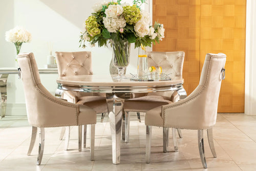 Louis 1.3 Round with 4 Annabelle Chairs Champagne House of Fleur