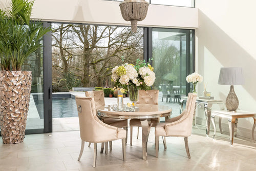 Louis 1.3 Round with 4 Annabelle Chairs Champagne House of Fleur