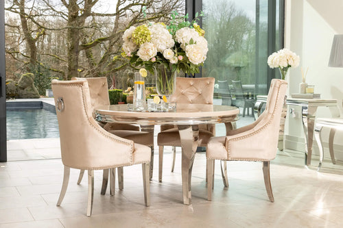 Louis 1.3 Round with 4 Annabelle Chairs Champagne House of Fleur