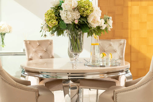 Louis 1.3 Round with 4 Annabelle Chairs Champagne House of Fleur