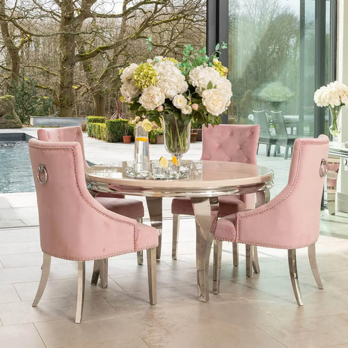 Louis 1.3 Round with 4 Annabelle Chairs Pink House of Fleur