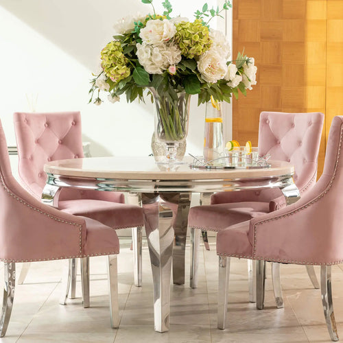 Louis 1.3 Round with 4 Annabelle Chairs Pink House of Fleur