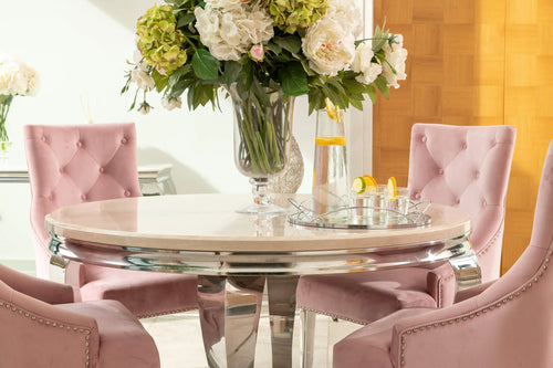 Louis 1.3 Round with 4 Annabelle Chairs Pink House of Fleur