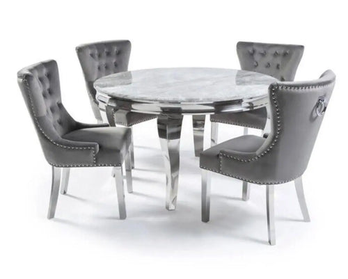 Louis 1.3 Round with 4 Darcy Chairs Grey House of Fleur