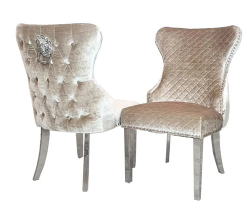 Louis 1.3 Round with Cheshire Chairs with 4 Chelsea Lion Knocker Chairs Champagne House of Fleur