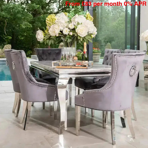 Louis Dining Table with 4, 6 or 8 Darcy Chairs Grey