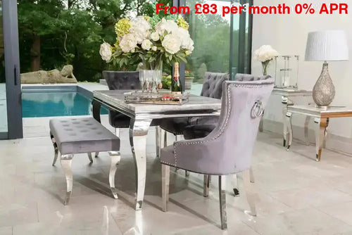 Louis Dining Table with 4, 6 or 8 Darcy Chairs Grey